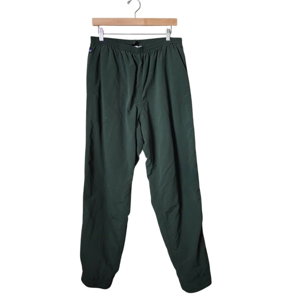 PATAGONIA VINTAGE 90s Fleece Lined Nylon Pants Dark Green 82510 gorpcore L